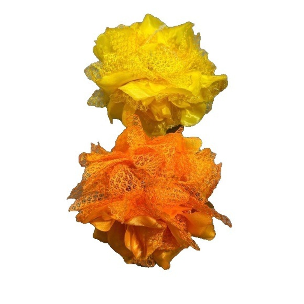 NEW Hair Clip Accessories set‎ of 2 orange yellow claw clips flowers floral